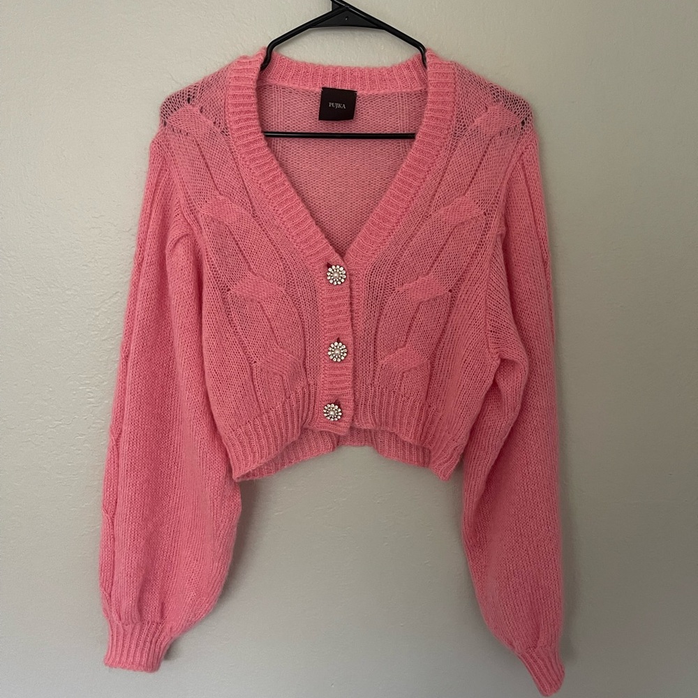 Pink Pujka cropped cardigan